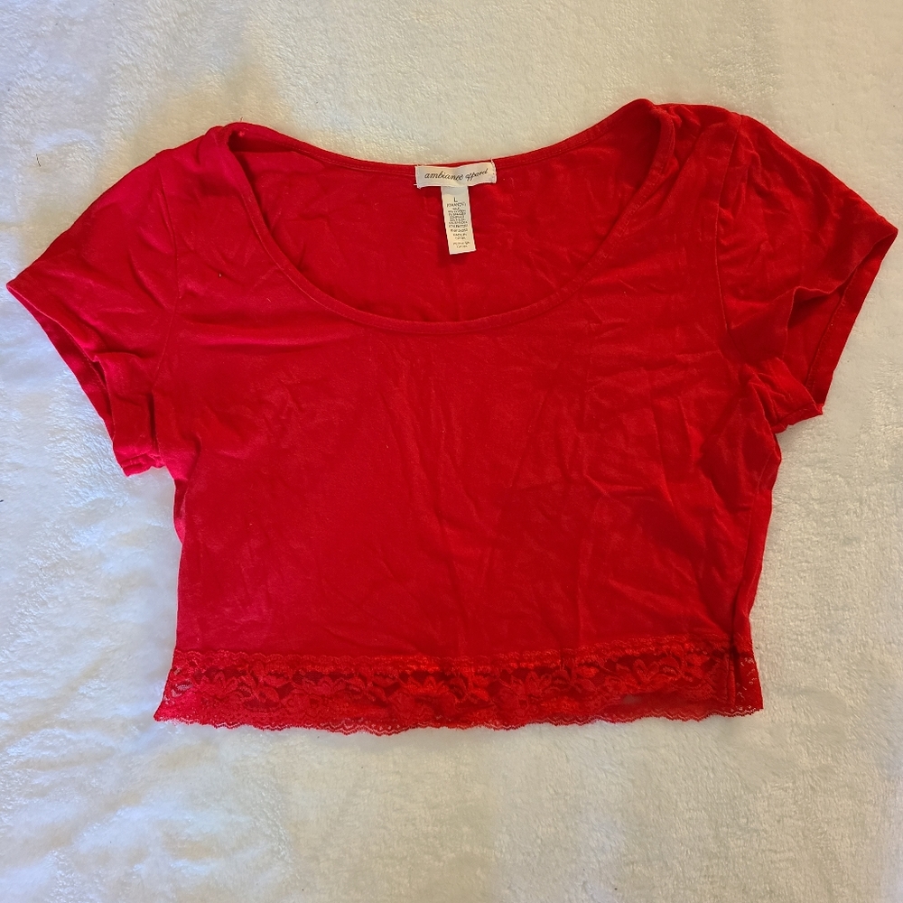 Red Lacy Crop Top